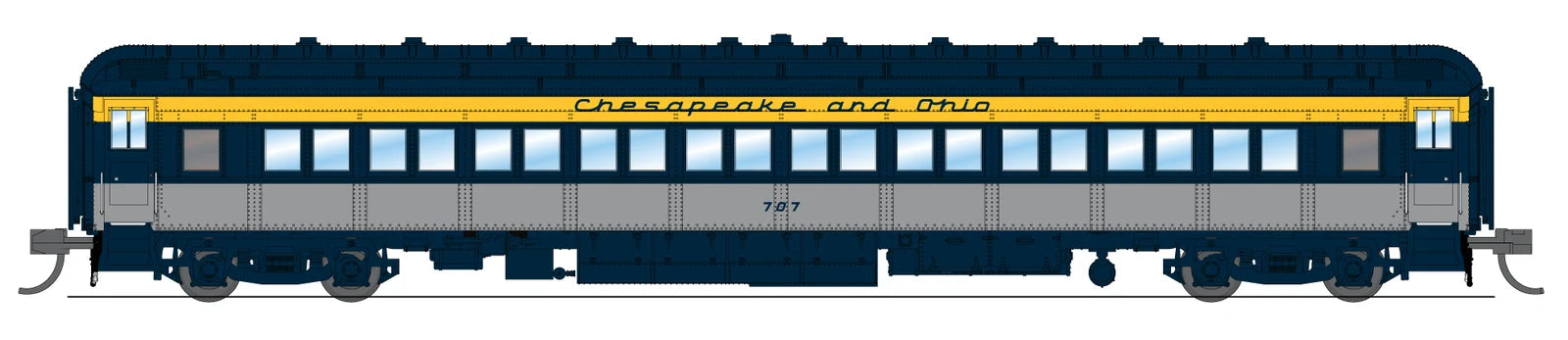 BLI 10760 N Scale Heavyweight 5-Car Passenger Set Chesapeake & Ohio C&O Tri-Color Scheme