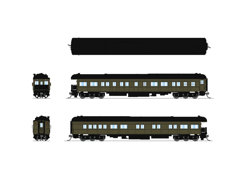 BLI 10781 N Scale Unlettered Business Car Pullman Green with Clerestory Roof