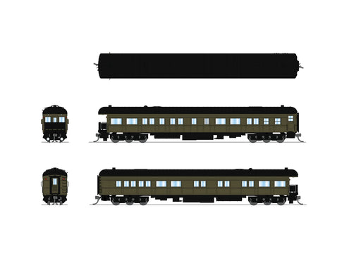 BLI 10782 N Scale Unlettered Business Car Pullman Green with Balloon Roof