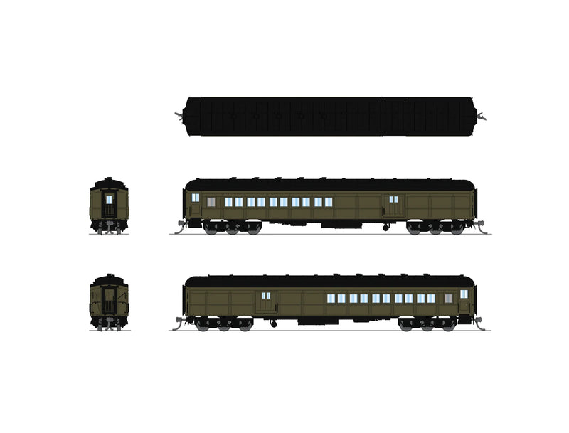 BLI 10802 N Scale Coach-Baggage Combine Unlettered Pullman Green