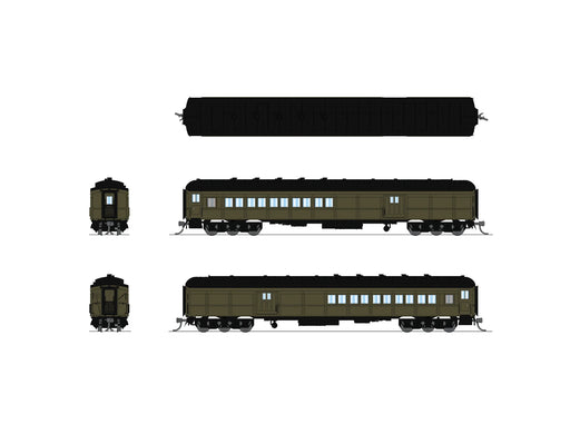 BLI 10802 N Scale Coach-Baggage Combine Unlettered Pullman Green