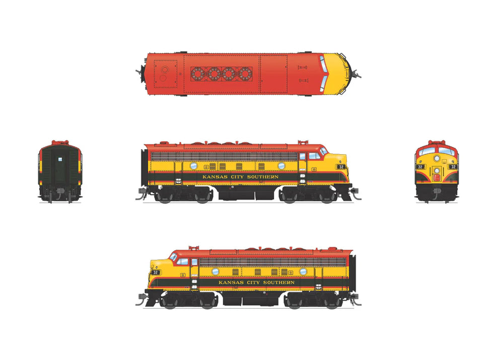 BLI 6676 HO Scale EMD F7A-B Diesel Set Kansas City Southern KCS 32A/32B Paragon4 DCC