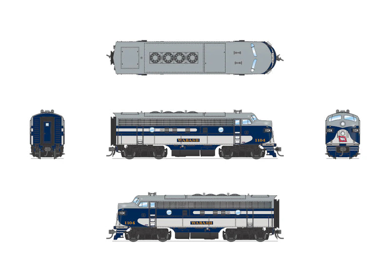 BLI 6681 HO Scale EMD F7A-B Diesel Set Wabash 1104/1104B Paragon4 DCC