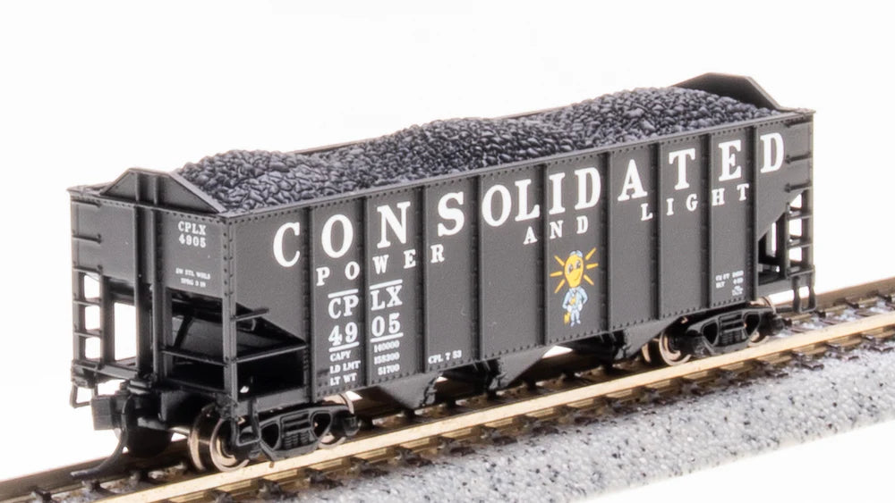 BLI 7161 N Scale H2A 3-Bay Hopper with Load Consolidated Power & Light (2 Pack Set B)