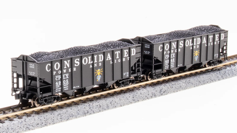 BLI 7161 N Scale H2A 3-Bay Hopper with Load Consolidated Power & Light (2 Pack Set B)