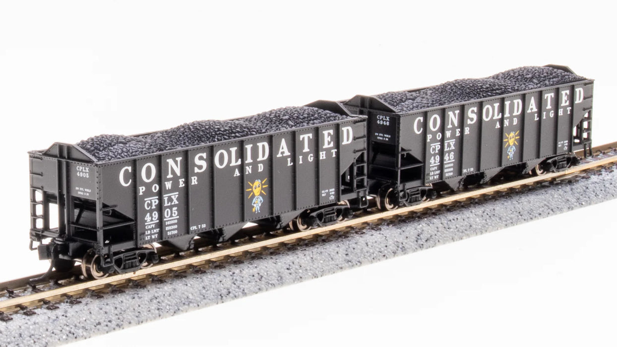BLI 7161 N Scale H2A 3-Bay Hopper with Load Consolidated Power & Light (2 Pack Set B)