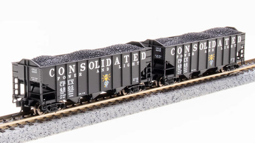 BLI 7161 N Scale H2A 3-Bay Hopper with Load Consolidated Power & Light (2 Pack Set B)