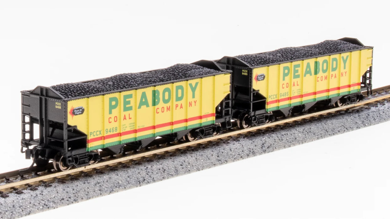 BLI 7162 N Scale H2A 3-Bay Hopper with Load Peabody Coal (2 Pack Set A)