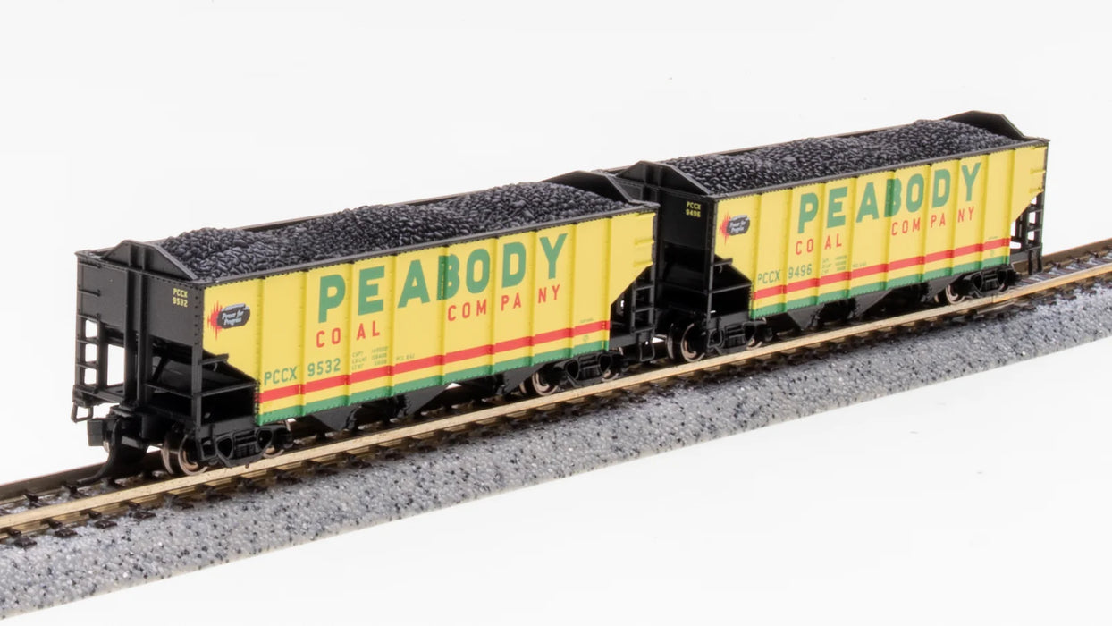 BLI 7163 N Scale H2A 3-Bay Hopper with Load Peabody Coal (2 Pack Set B)