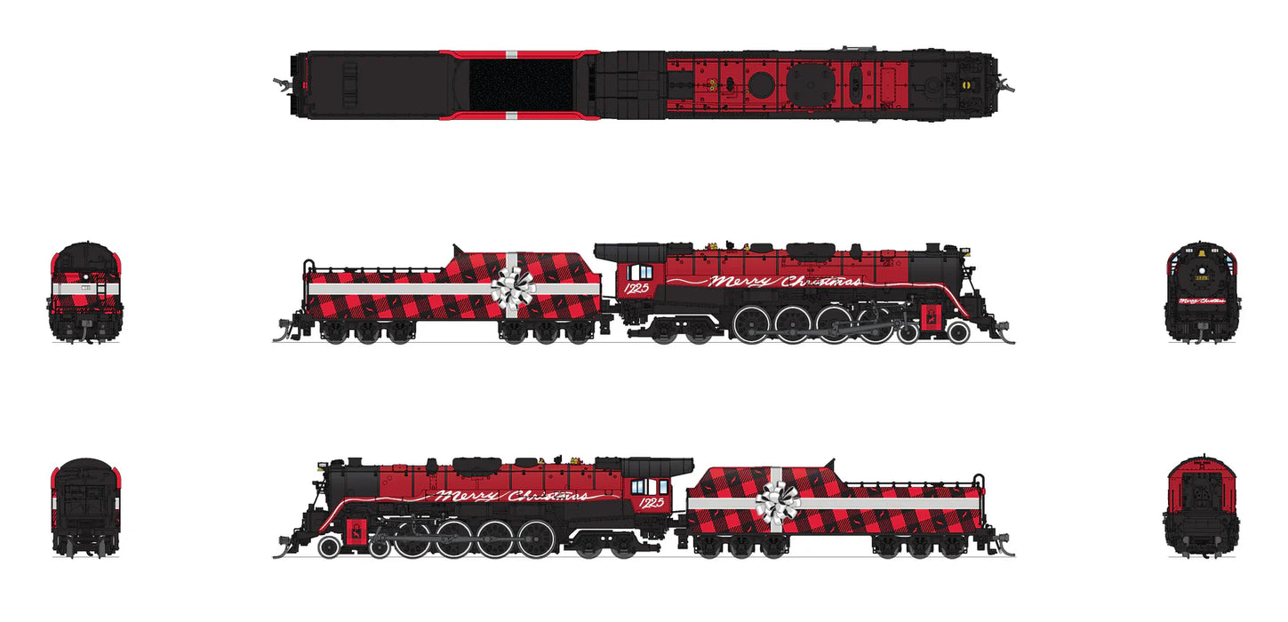 BLI 7410 N Scale 4-8-4 T1 Steam Locomotive Merry Christmas 1225 with Paragon4 DCC