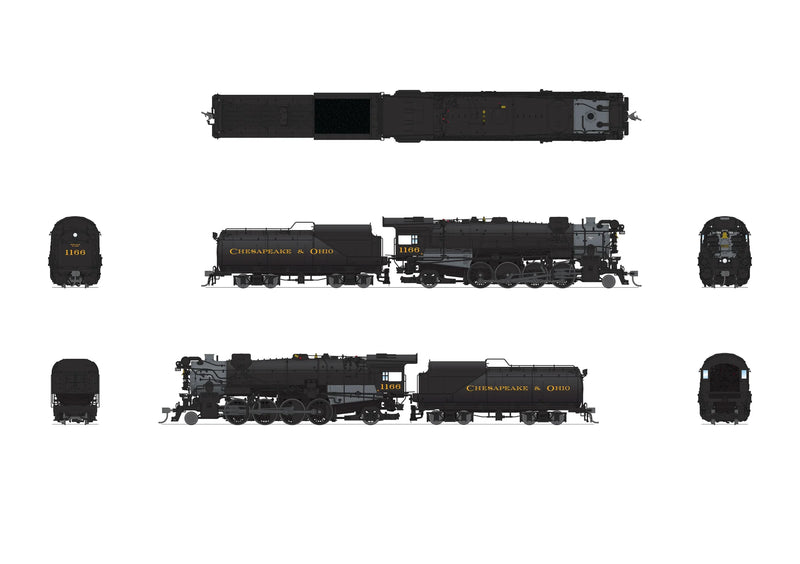 BLI 7597 HO Scale 2-8-2 Class K-2 Mikado Steam Loco Chesapeake & Ohio C&O 1182 Hybrid Paragon4 DCC