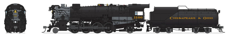 BLI 7597 HO Scale 2-8-2 Class K-2 Mikado Steam Loco Chesapeake & Ohio C&O 1182 Hybrid Paragon4 DCC