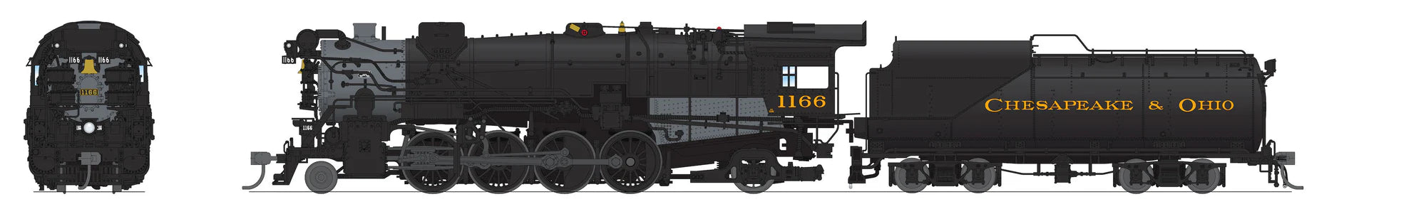 BLI 7597 HO Scale 2-8-2 Class K-2 Mikado Steam Loco Chesapeake & Ohio C&O 1182 Hybrid Paragon4 DCC