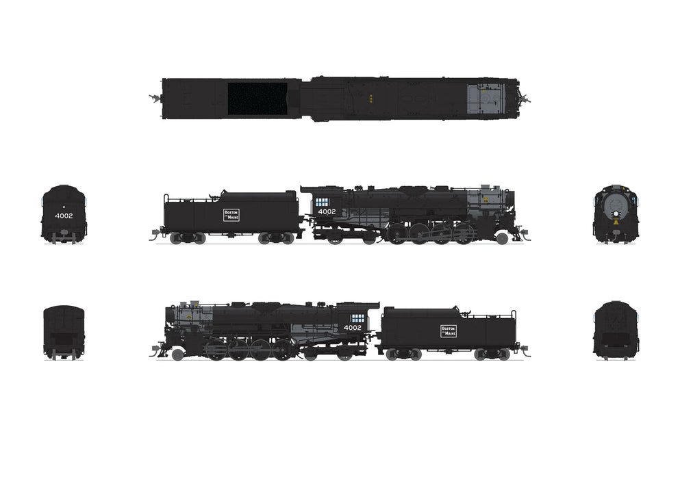 BLI 7795 HO Scale T1a Berkshire 2-8-4 Steam Loco Boston & Maine B&M 4016 Stealth