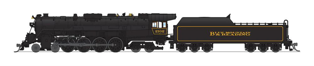 BLI 8246 N Scale 4-8-4 T1 Steam Locomotive Reading, Blue Mountain & Northern RBMN 2102 Stealth - DC