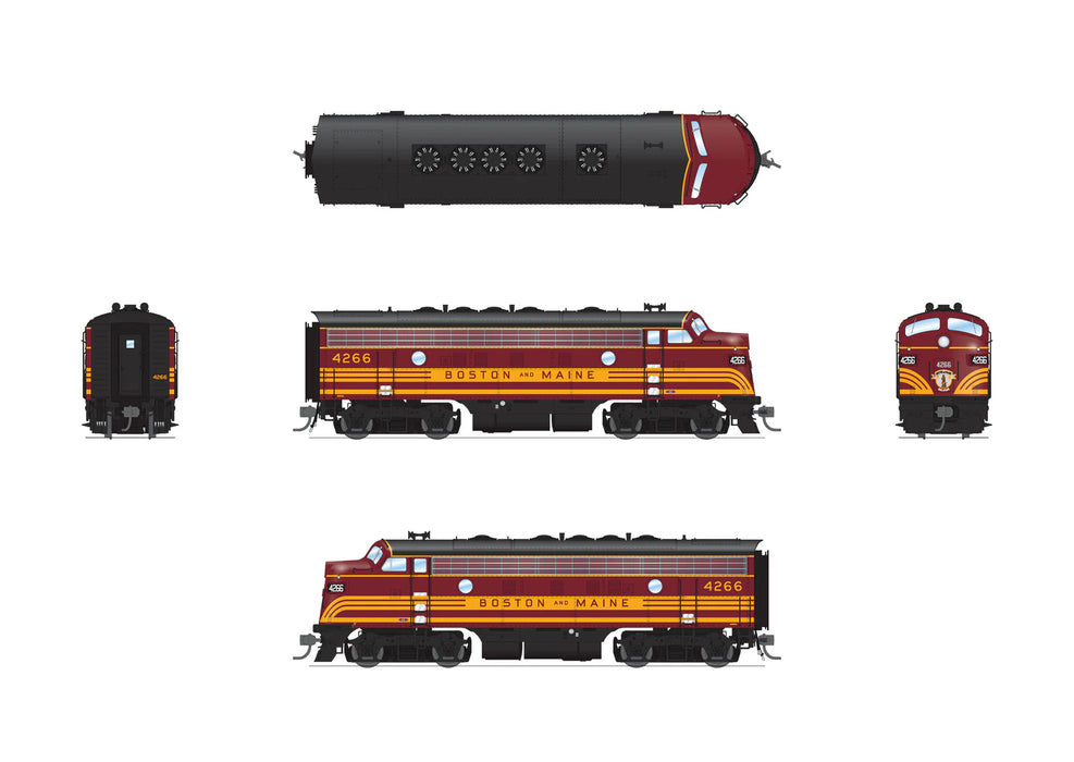 BLI 8302 HO Scale EMD F7A Boston & Maine B&M 4266 Stealth - DC