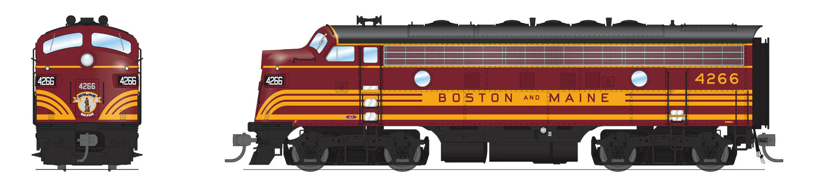 BLI 8302 HO Scale EMD F7A Boston & Maine B&M 4266 Stealth - DC