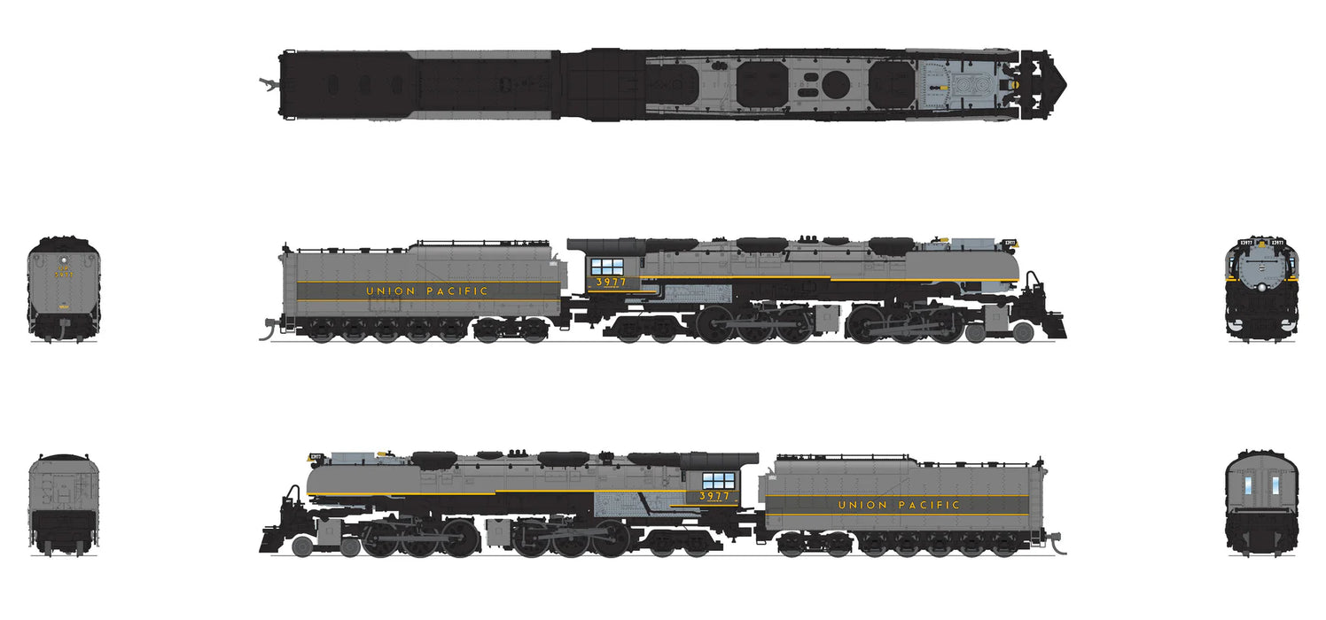 BLI 8655 N Scale 4-6-6-4 Challenger Steam Loco Union Pacific UP 3977 - Stealth DC (Greyhound / Oil Tender)