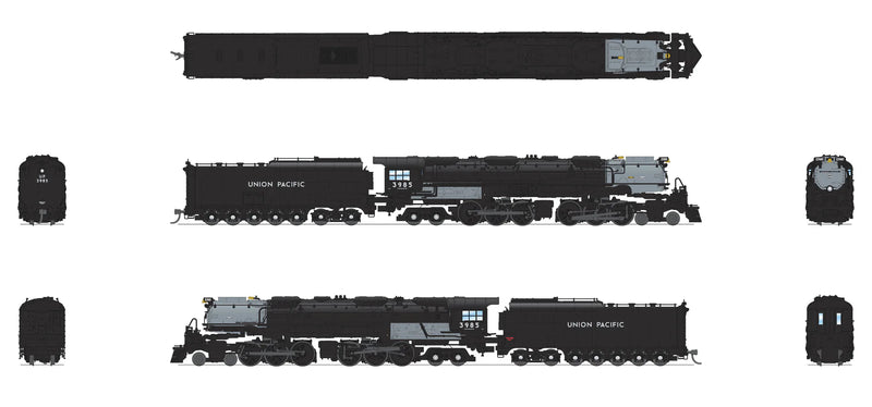 BLI 8656 N Scale 4-6-6-4 Challenger Steam Loco Union Pacific UP 3985 - Stealth DC (Oil Tender)