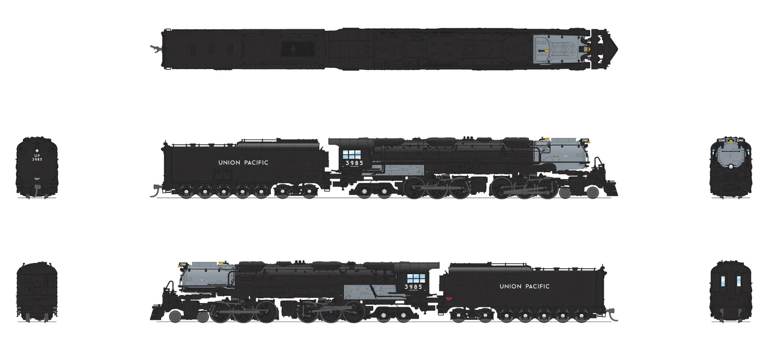 BLI 8656 N Scale 4-6-6-4 Challenger Steam Loco Union Pacific UP 3985 - Stealth DC (Oil Tender)