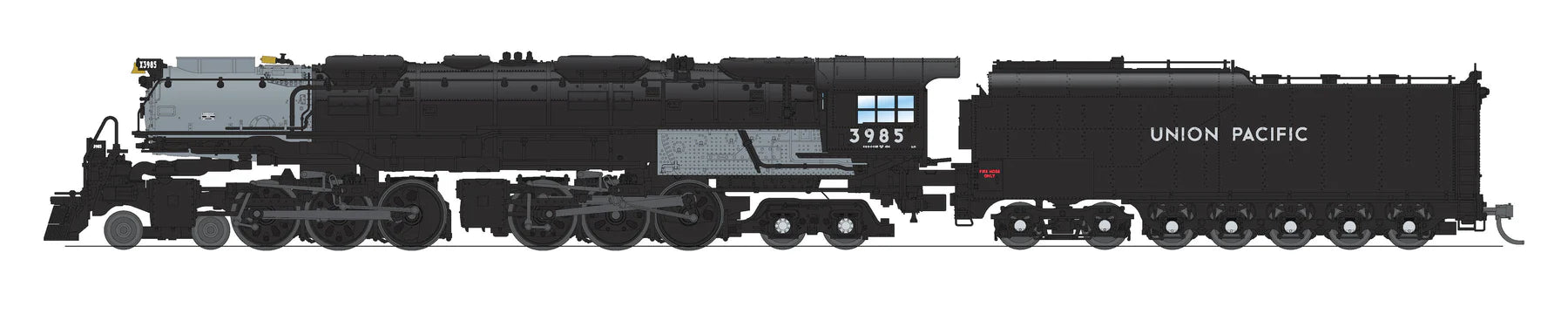 BLI 8656 N Scale 4-6-6-4 Challenger Steam Loco Union Pacific UP 3985 - Stealth DC (Oil Tender)