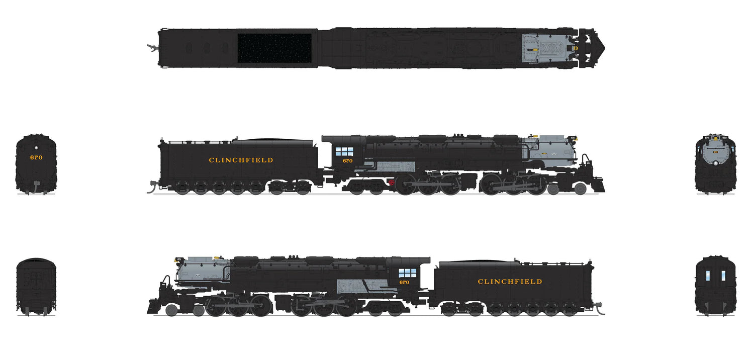 BLI 8660 N Scale 4-6-6-4 Challenger Steam Loco Clinchfield 674 - Stealth DC