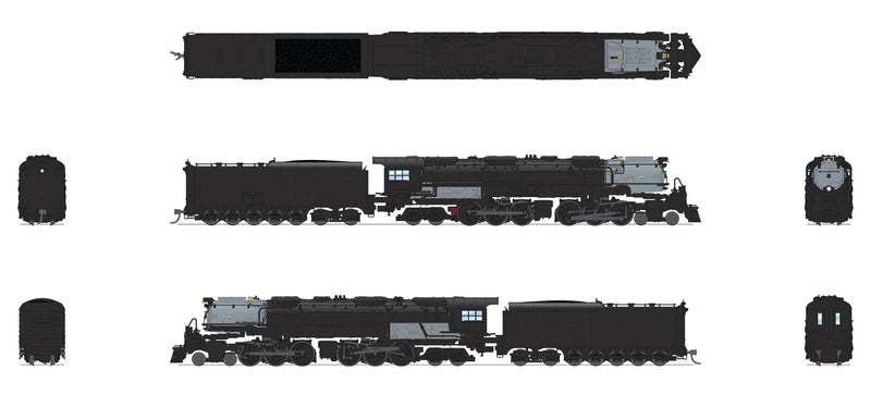 BLI 8661 N Scale 4-6-6-4 Challenger Steam Loco with Coal Tender Unlettered - Stealth DC