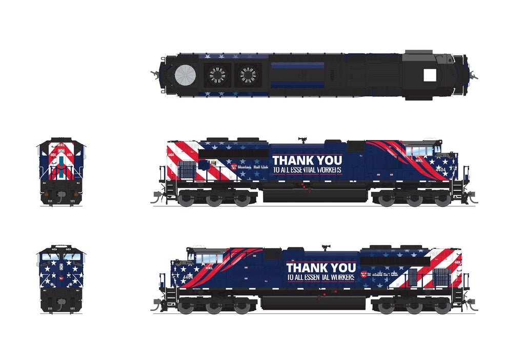 BLI 8673 HO Scale EMD SD70ACe "Essential" Montana Rail Link MRL 4404 Paragon4 DCC