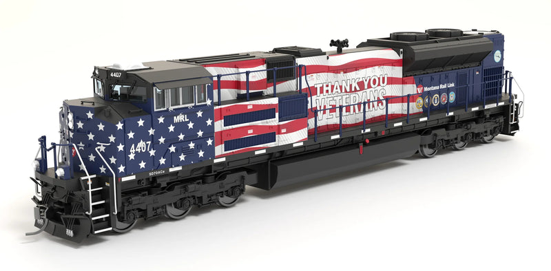 BLI 8702 HO Scale EMD SD70ACe "Veterans" Montana Rail Link MRL 4407 Stealth DC