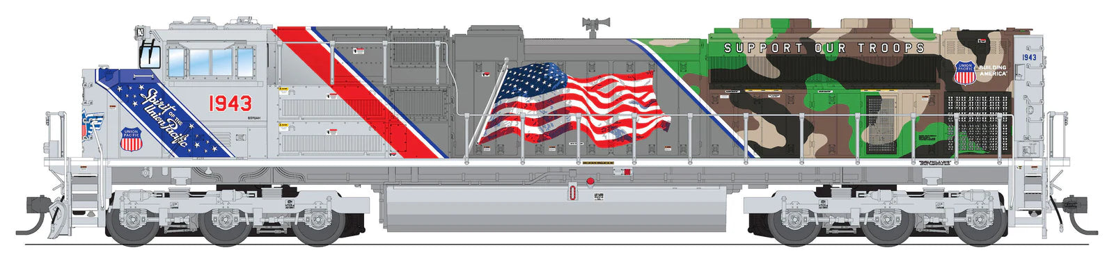 BLI 8713 HO Scale EMD SD70ACe Spirit of Union Pacific 1943 Stealth DC