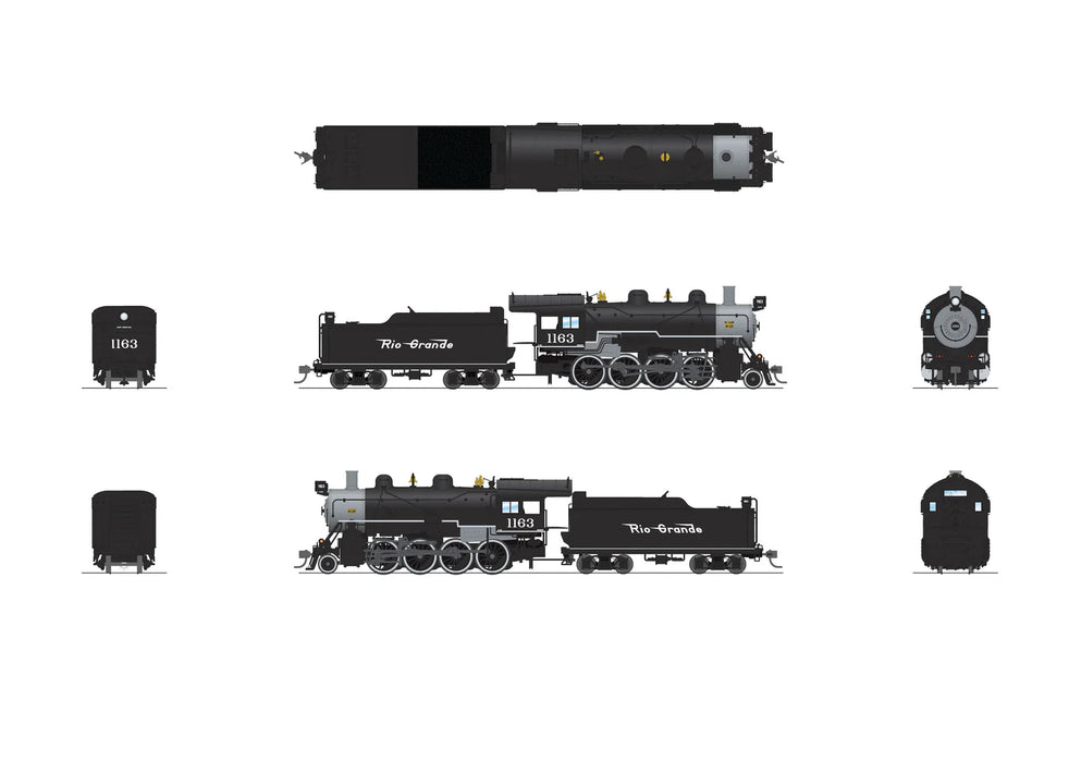 BLI 8736 HO Scale 2-8-0 Consolidation Steam Loco Rio Grande D&RGW 1163 Paragon4 (Sound/DC/DCC/Smoke)