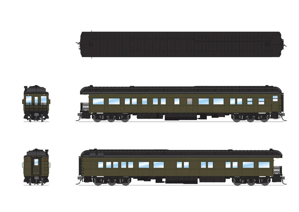 BLI 8960 HO Scale Pullman Business Car with Clerestory Roof - Pullman Green Unlettered