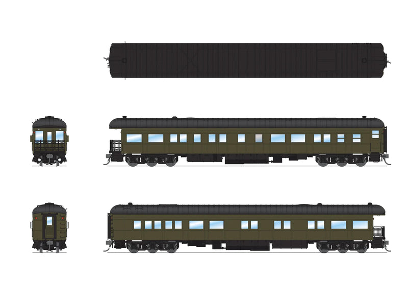 BLI 8961 HO Scale Pullman Business Car with Balloon Roof - Pullman Green Unlettered
