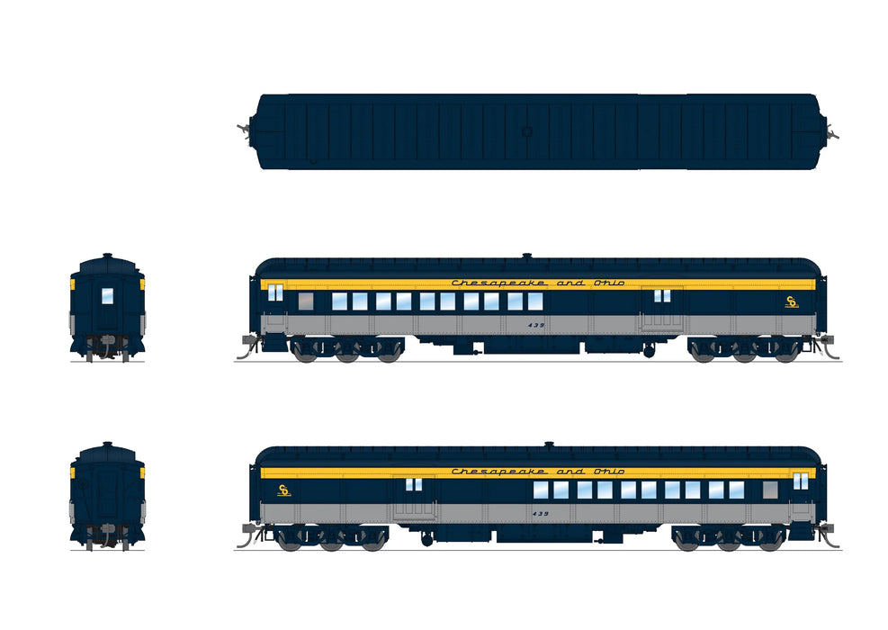 BLI 9100 HO Scale Heavyweight 5 Car Passenger Set - Chesapeake & Ohio C&O