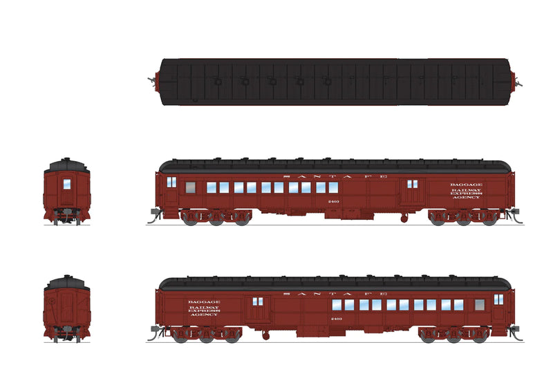 BLI 9110 HO Scale Coach Baggage Combine - Santa Fe ATSF 2403