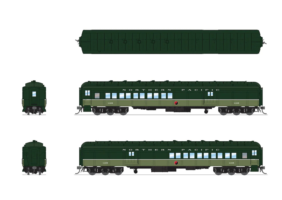BLI 9119 HO Scale Coach Baggage Combine - Northern Pacific "Loewy" NP 1195