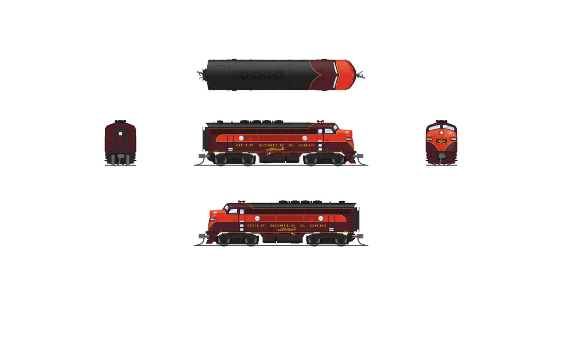 BLI 9209 N Scale EMD Diesel F3 A/B Gulf Mobile & Ohio GM&O 883/B80 Paragon4 (Sound/DC/DCC/Unpowered B)