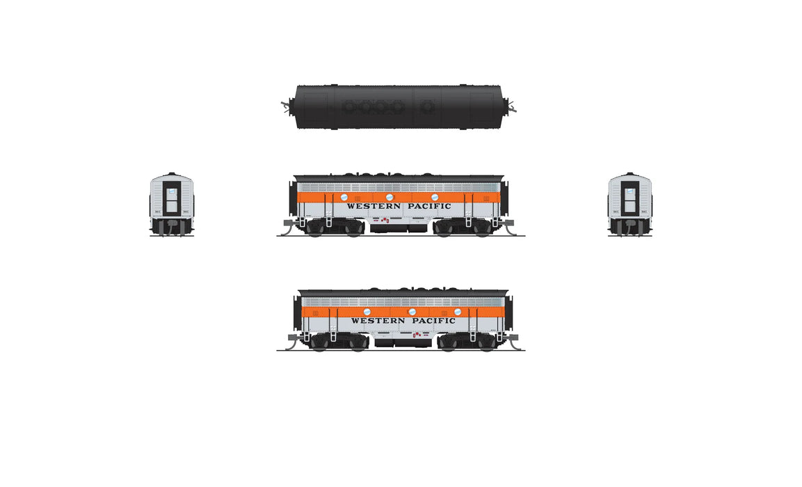 BLI 9286 N Scale EMD Diesel F7B Western Pacific WP 916-C Stealth (DCC Ready)