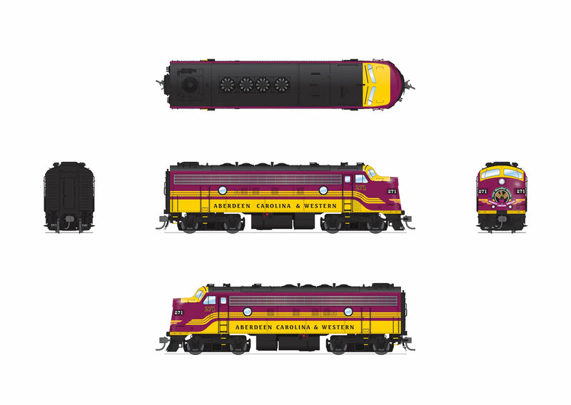 BLI 9680 HO Scale EMD F9A Diesel Aberdeen Carolina & Western ACWR 271 Paragon4 (Sound/DC/DCC)
