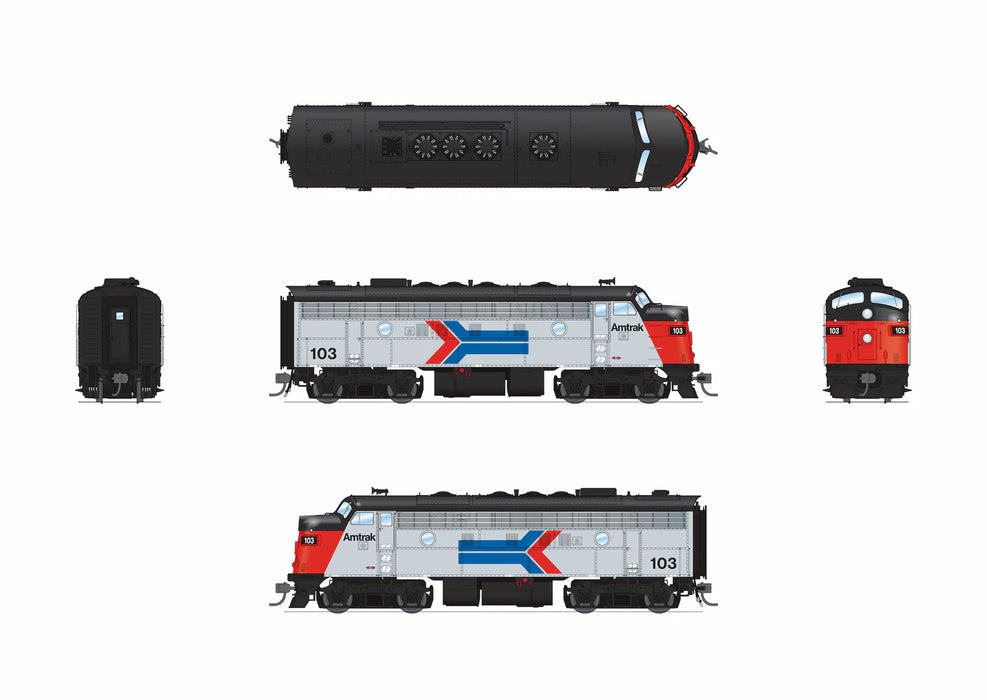 BLI 9684 HO Scale EMD F7 A/B Diesel Amtrak Phase I 103/153 Paragon4 (Sound/DC/DCC Unpowered B)
