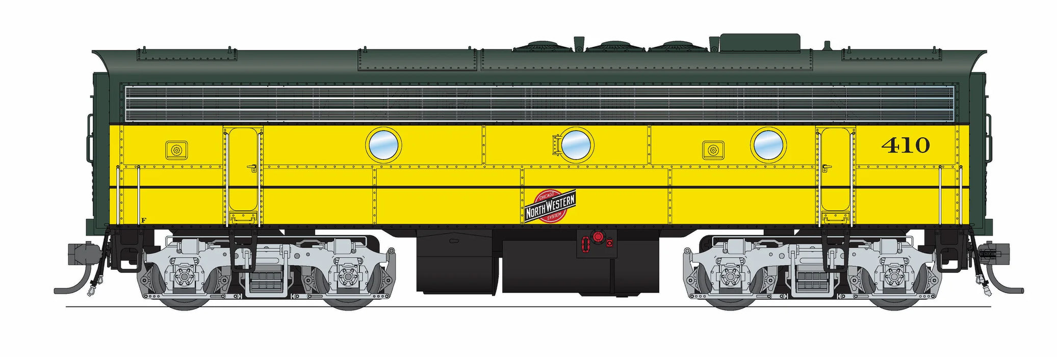 BLI 9694 HO Scale EMD F7 A/B Diesel Chicago & NorthWestern CNW 400/410 Paragon4 (Sound/DC/DCC Unpowered B)