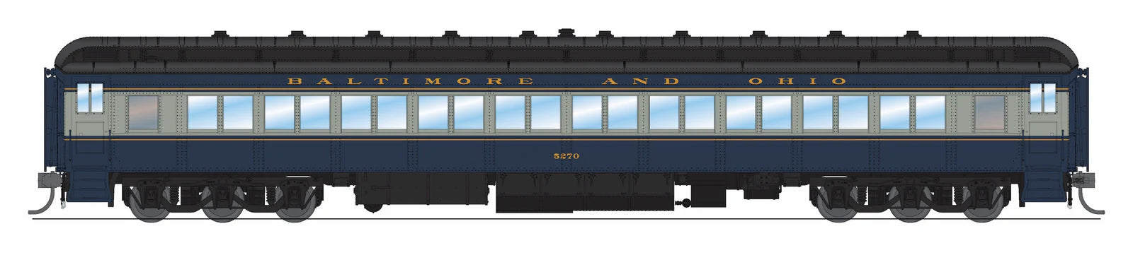 BLI 9713 HO Scale Baltimore & Ohio B&O Heavyweight 5-Car Passenger Set (Blue & Gray Scheme)