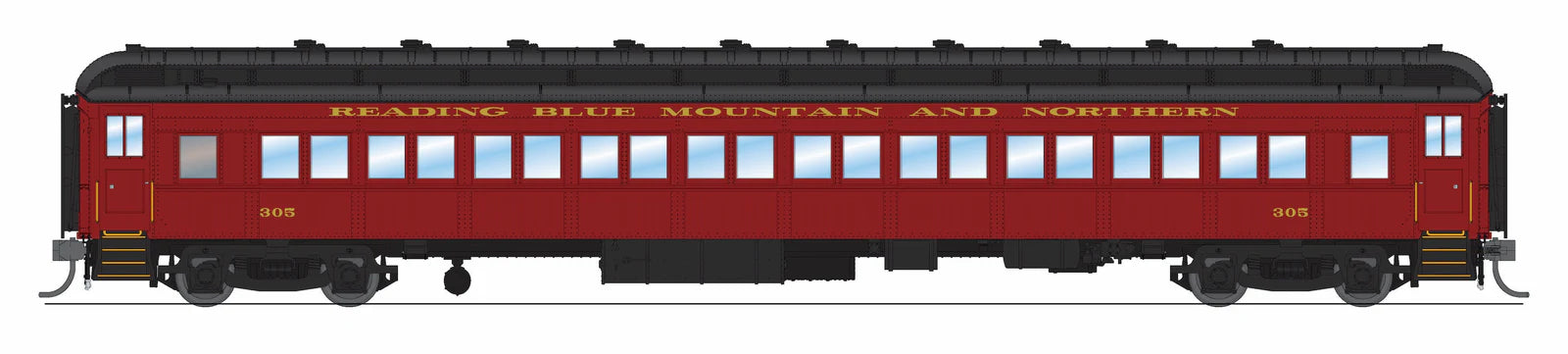 BLI 9716 HO Scale Reading & Northern RBMN Heavyweight 5-Car Passenger Set (Maroon Scheme)