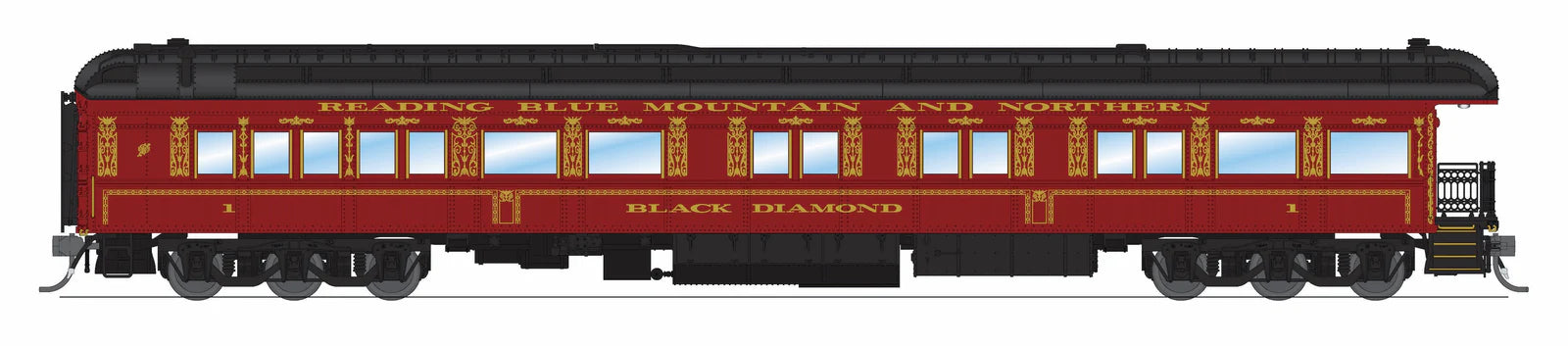 BLI 9716 HO Scale Reading & Northern RBMN Heavyweight 5-Car Passenger Set (Maroon Scheme)