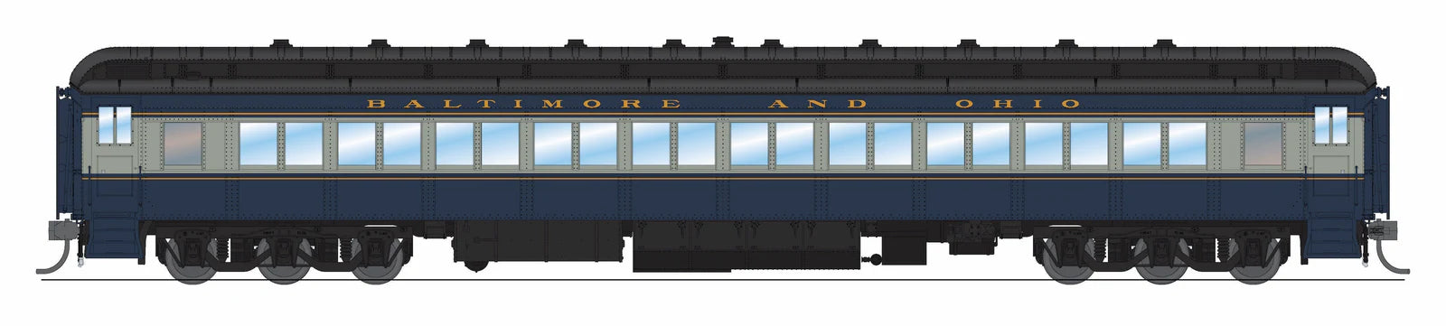 BLI 9735 HO Scale 80' Passenger Coach Baltimore & Ohio B&O (Blue & Gray Scheme)