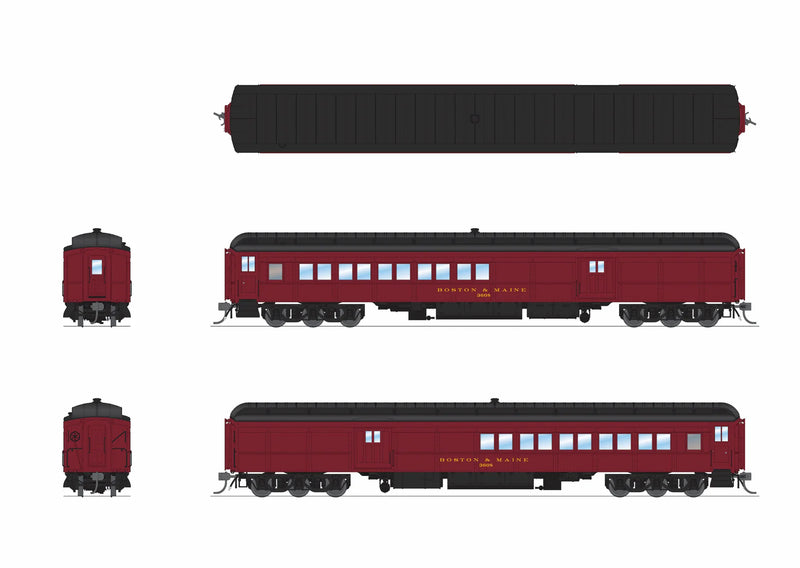 BLI 9746 HO Scale Coach-Baggage Combine Boston & Maine B&M 3608 (Maroon Scheme)