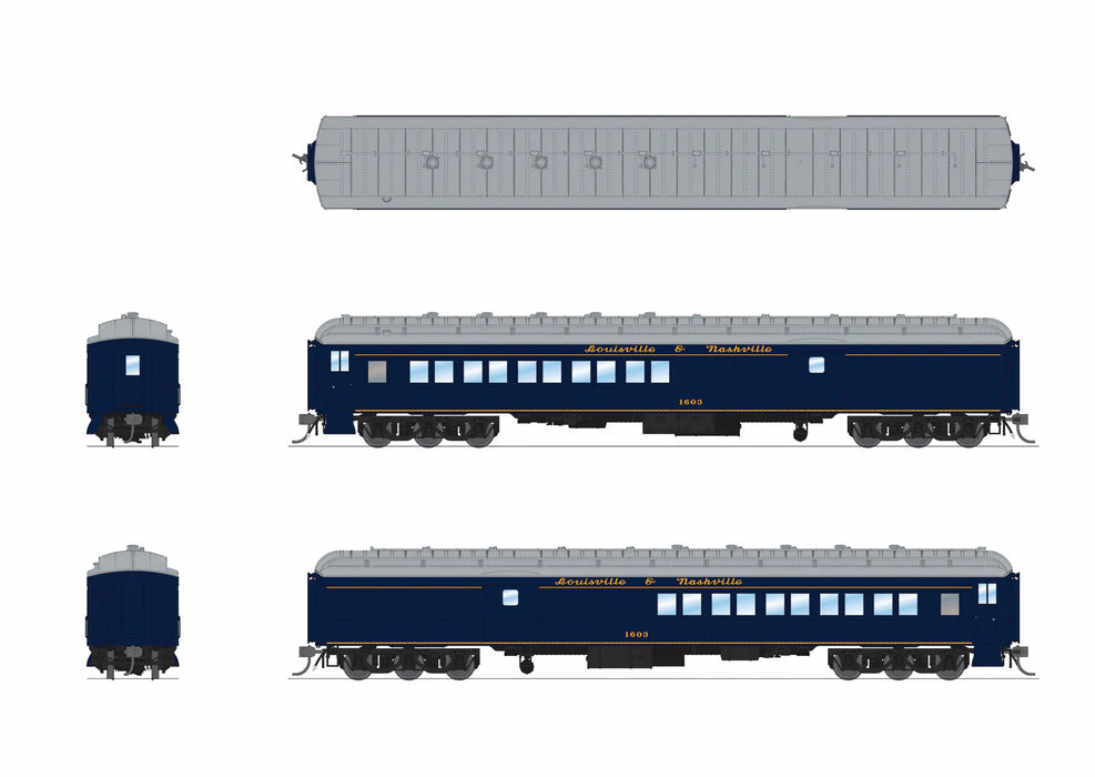 BLI 9747 HO Scale Coach-Baggage Combine Louisville & Nashville L&N 1603 (Blue & Imitation Gold)
