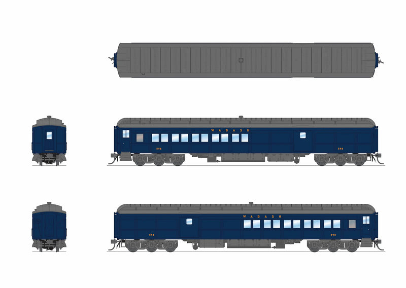 BLI 9751 HO Scale Coach-Baggage Combine Wabash WAB 598 (Blue & Imitation Gold)