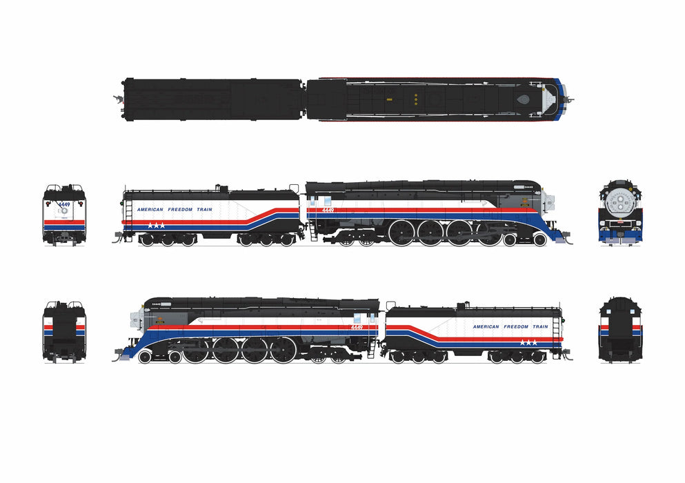 BLI 9840 HO Scale GS-4 Southern Pacific 4449 Daylight "American Freedom Train" Paragon4