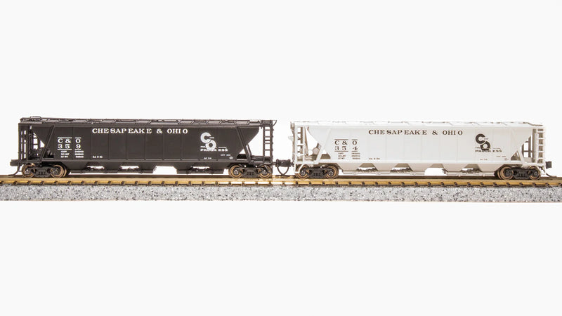 BLI (Broadway Limited Imports) 7259 N Scale H32 Covered Hopper Chesapeake & Ohio C&O (2 Pack)